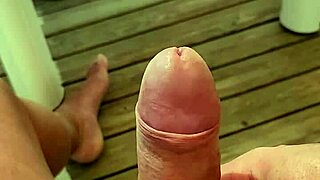 camping dude strokes huge cock outdoors about to explode