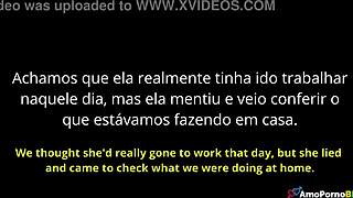 meia-irma do padrasto ri enquanto ele me fode