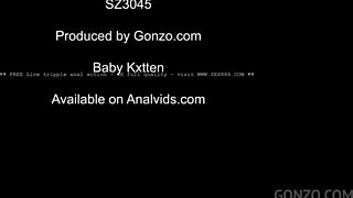 juicy secretary bent over desk takes hardcore triple anal gangbang creampie stretching her holes wide