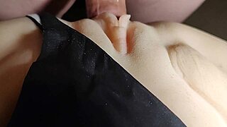 Pull her panties aside and fuck her doll pussy