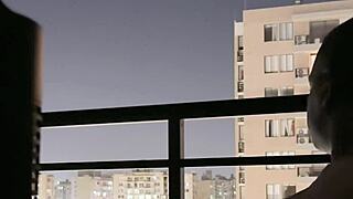 Wild amateur couple sucks best friend's boyfriend's huge cock on balcony!