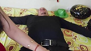 stepdad's playful new year's chat with big-assed stepdaughter