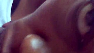 Oiled Black Granny Sucks Big Cock Cumshot