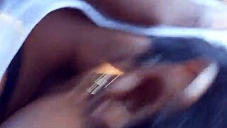 Oiled Black Granny Sucks Big Cock Cumshot