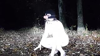 french slave woman trained like pig in forest then indoors with bondage spanking