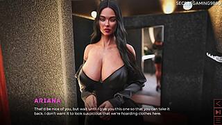 pervert stepson sneaks help to busty stepmom in tight fitting room game