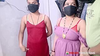 desi stepmom craves rough threesome pounding with young studs