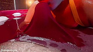 underwater sex cums hard in soaked panties during titjob