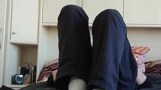 german chubby feet in white sneaker socks tease solo