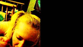 Big tits blonde slut blows cock and jerks off with pigtails lipstick!