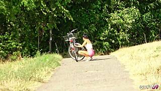 hey christy ley skinny teen risks outdoor pounding stranger help