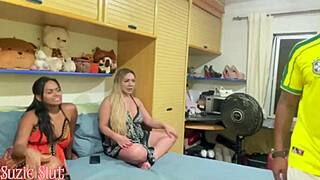 wow i invited this bisexual couple over and we had wild lesbian anal fingering sex