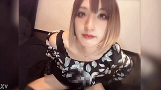 blonde bob-haired crossdresser silently masturbates her cute ass