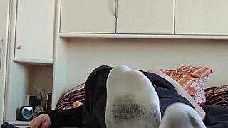 german chubby feet in white sneaker socks tease solo