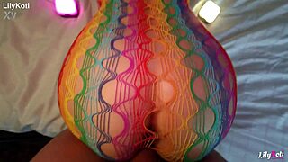 i can't stop watching my horny gf's huge tits suck lilykoti in fishnets