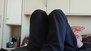 german chubby feet in white sneaker socks tease solo