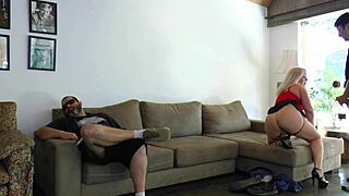 Unfaithful Wife's Gaping Pussy Takes Friend's Cock Next to Cuck!