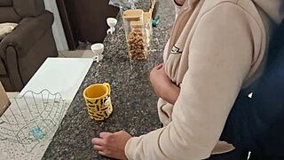 A STEPDAD CATCHES STEPDADDY EATING PUSSY IN KITCHEN!