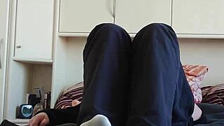 german chubby feet in white sneaker socks tease solo