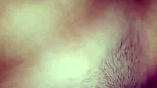 whoa, asian hairy pussy takes huge cumshot on belly! 💦😍