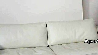 fake agent bangs hairy small tits model on office sofa