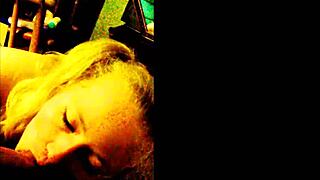 Big tits blonde slut blows cock and jerks off with pigtails lipstick!