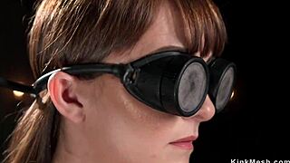 Squirting Hairy Brunette Bound Choked Deepthroated by Dildo Slave