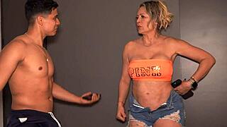 blonde big tits stepmom fucked hard by stepson after bedroom favor