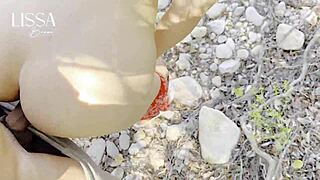 walking outdoors for sex got interrupted... epic bj and ass cumshot!