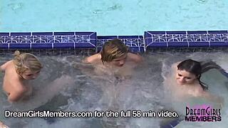 dream girls lick pussies naked in jacuzzi spring break party