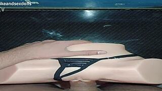 trailer candy usa strips black thong for homemade desk creampie fuck doll