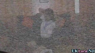 Mature British milf in stockings fingers and eats wet cunt