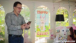 Stepdad instructs petite redhead teen's first anal adventure