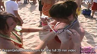 bikinis, boobs n pussy flashin' at the beach party... whoa!