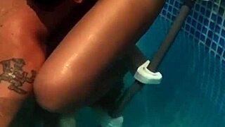 Blonde Milf Pool Sex Blowjob Almost Caught Neighbors Underwater Milk
