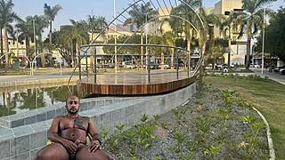 exhibiting my huge cock in public parks and plazas