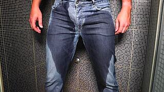 jeans soaked in piss then explosive cumshot outdoors whoa