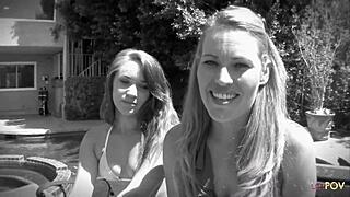 Blonde mature lesbian eats beautiful teen pussy after convincing her