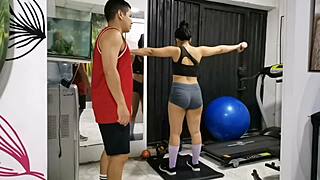 Trainer Gags My Moans During Rough Gym Creampie Fuck