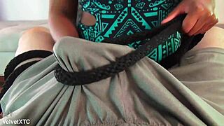 Toe tied babe with big natural tits gives handjob intro!