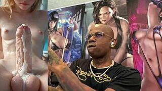 trans teen sucks hard ebony cock cums covered in white load ai beauty