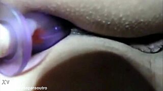 Wife's tight ass plays huge buttplug deep