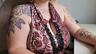 Chubby Office Friend's Saggy Big Tits Puffy Nipples Toy Play at Work