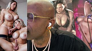 trans teen sucks hard ebony cock cums covered in white load ai beauty