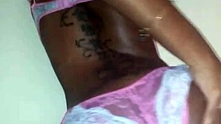Lola rips clothes in bold ebony petite striptease dance