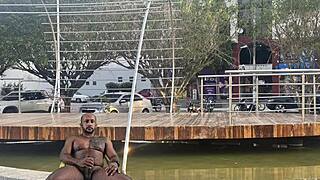 exhibiting my huge cock in public parks and plazas