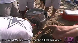 bikinis, boobs n pussy flashin' at the beach party... whoa!