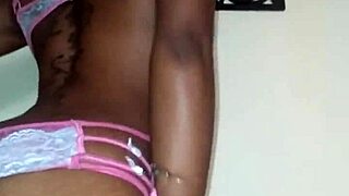 Lola rips clothes in bold ebony petite striptease dance