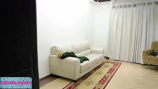 Mirella Squirts on BBC While Cuckold Husband Walks In