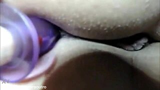 Wife's tight ass plays huge buttplug deep